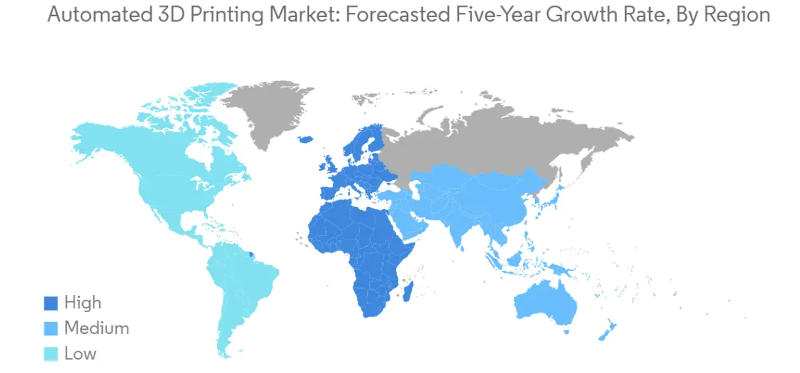 Market Analysis of Automated 3D Printing Market: Forecasted Growth Rate by Region
